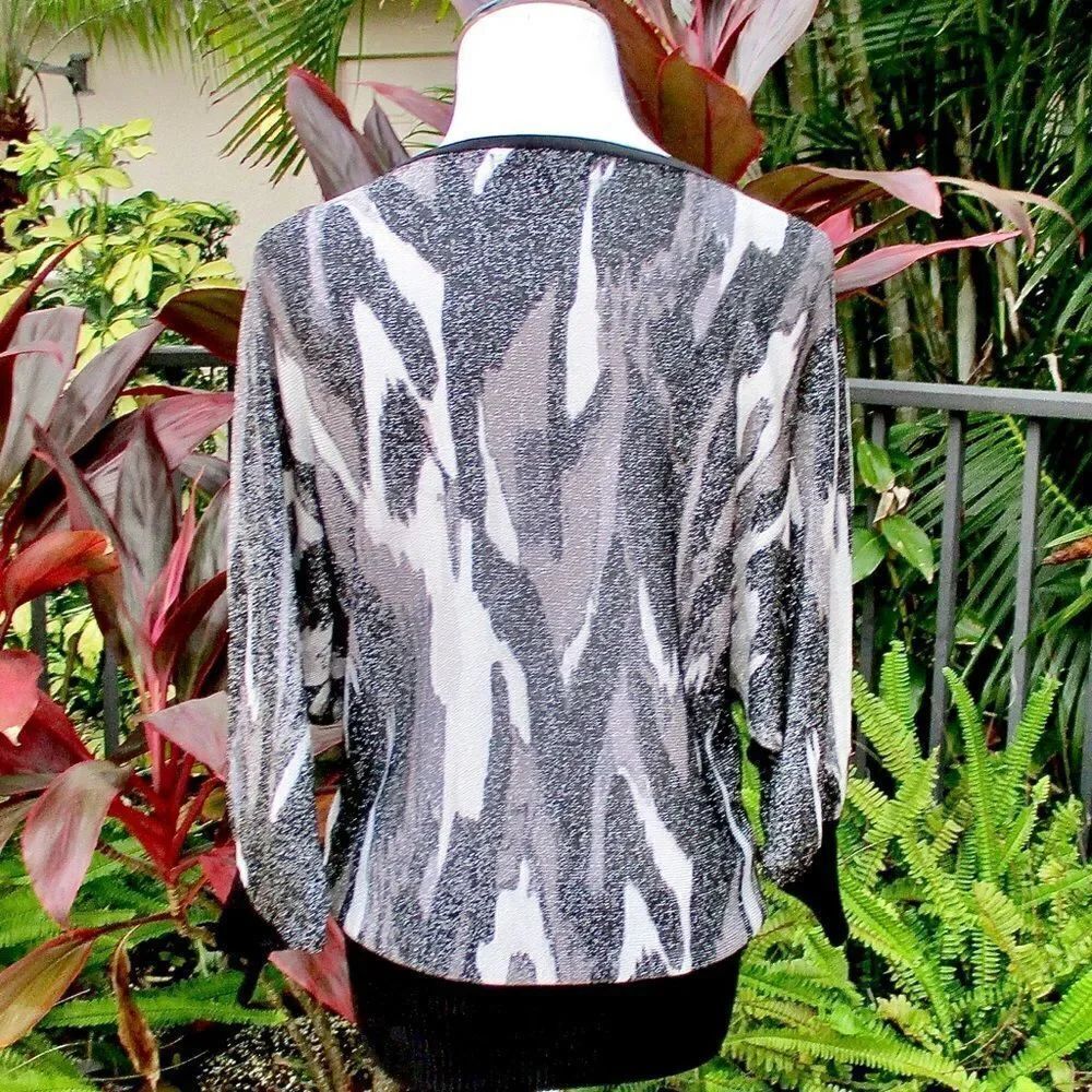 Express Abstract Shimmer 3/4 Sleeve Sweater - Picture 3 of 7